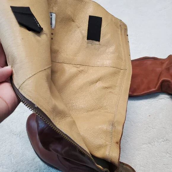 Frye Tan Brown Leather Cowgirl Western Bohemian Rodeo Boho Riding Tall Boots 7 B - Picture 13 of 16
